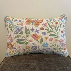 Floral and Butterfly Decorative Pillow